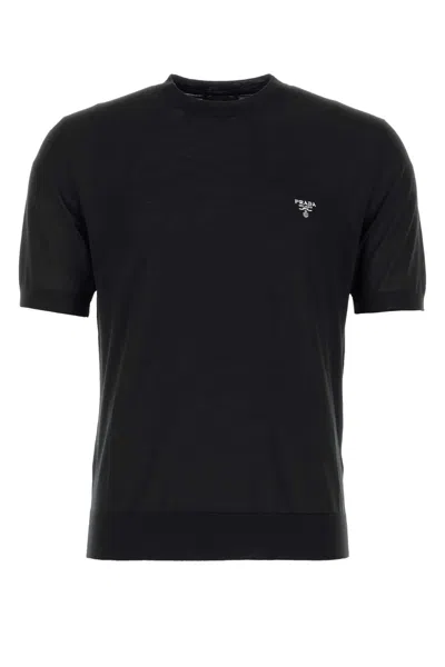 Prada Virgin Wool T-shirt In Black