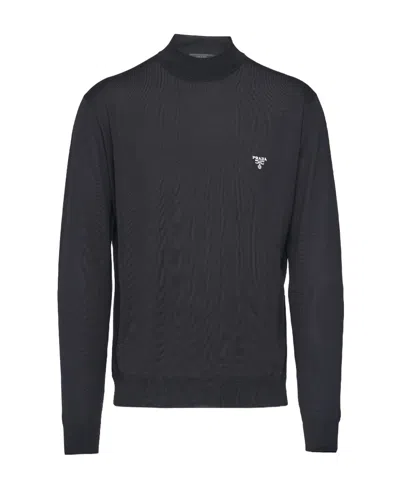 Prada Wool Turtleneck Sweater In Black