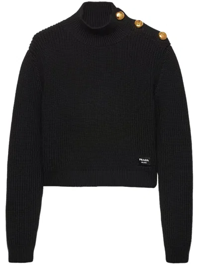 Prada Wool Turtleneck Sweater In Black