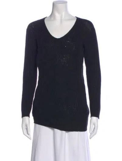 Pre-owned Prada Wool V-neck Sweater In Black