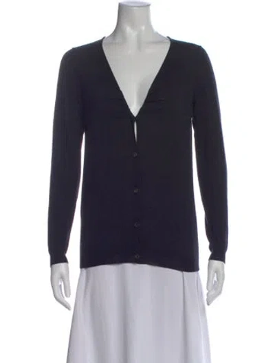 Pre-owned Prada Wool V-neck Sweater In Black