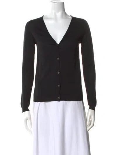Pre-owned Prada Wool V-neck Sweater In Black