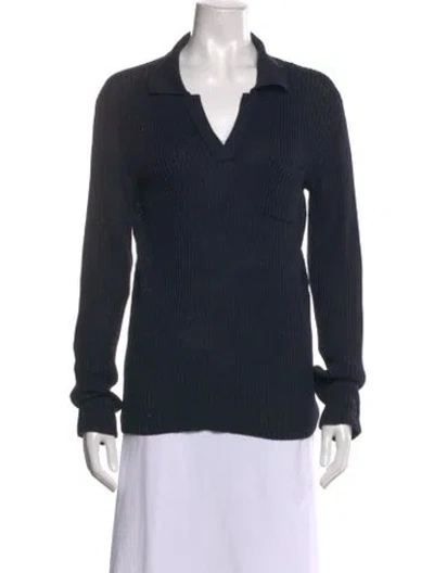 Pre-owned Prada Wool V-neck Sweater In Blue