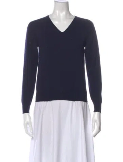 Pre-owned Prada Wool V-neck Sweater In Blue