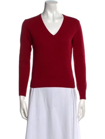 Pre-owned Prada Wool V-neck Sweater In Red