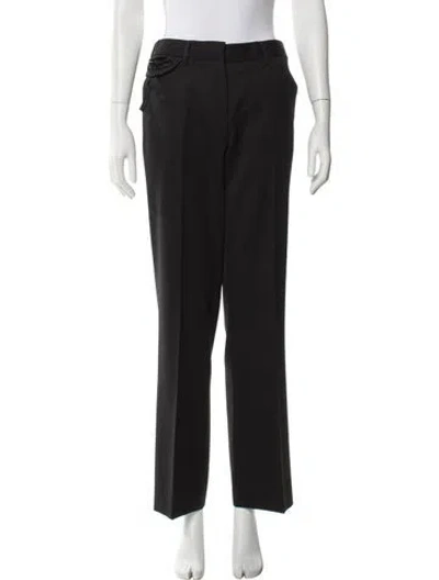 Pre-owned Prada Wool Wide Leg Pants In Black
