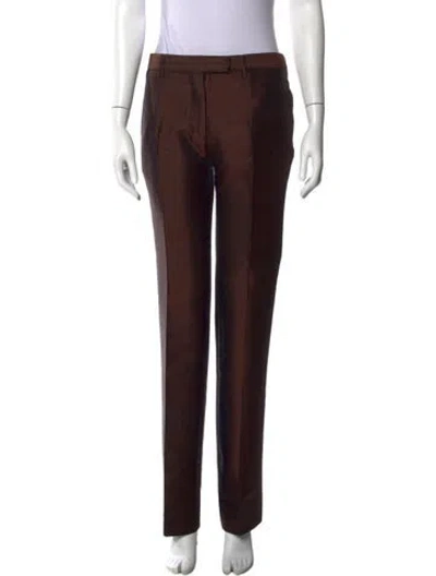 Pre-owned Prada Wool Wide Leg Pants In Brown