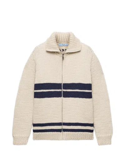 Prada Wool Zipper Cardigan In Multi