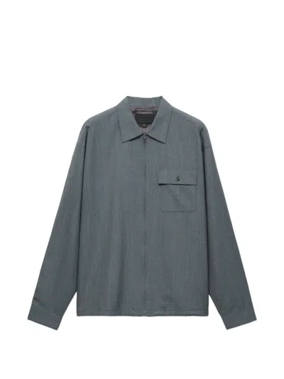 Prada Wool Zipper Shirt In Gray