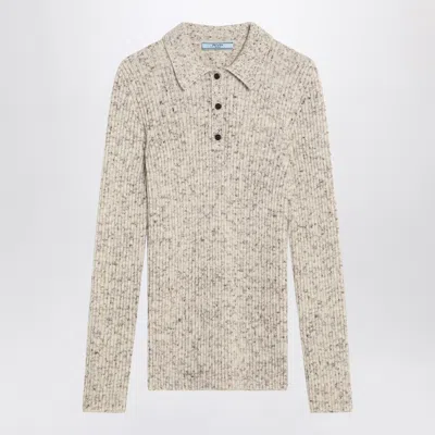 Prada Wool-blend Polo Top In Animal Print