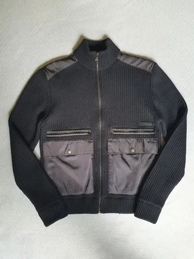 Pre-owned Prada Wool\nylon Zip Cardigan Sweater In Black