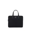 Prada Black Re-nylon Logo Plaque Briefcase