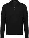 Prada Worsted Wool Polo Shirt In Black