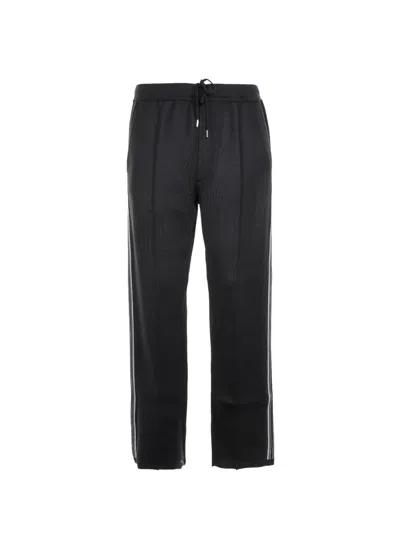 Prada Worsted Wool Trousers In Black