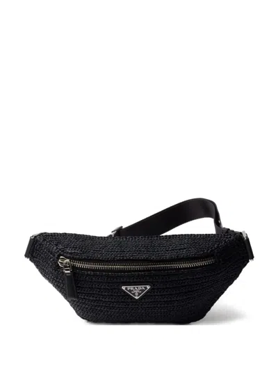 Prada Woven Belt Bag In Black