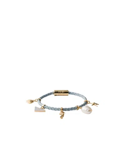 Prada Woven Bracelet In Sky-blue