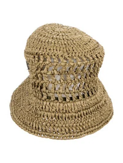 Pre-owned Prada Woven Bucket Hat In Green