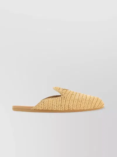 Prada Woven Closed Toe Flat Sole Slippers In Gold