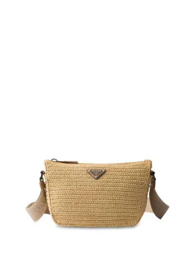 Prada Woven Crossbody Bag In Nude