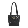 Prada Logo-embroidered Crochet Shoulder Bag In Black