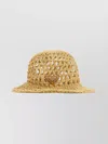 Prada Woven Design Wide Brim Bucket Hat In Neutral