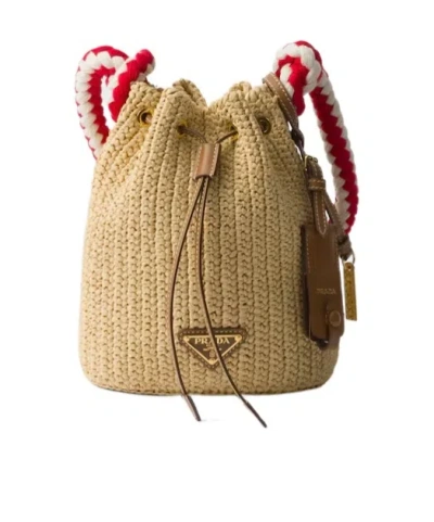 PRADA PRADA WOVEN DRAWSTRING BUCKET BAG