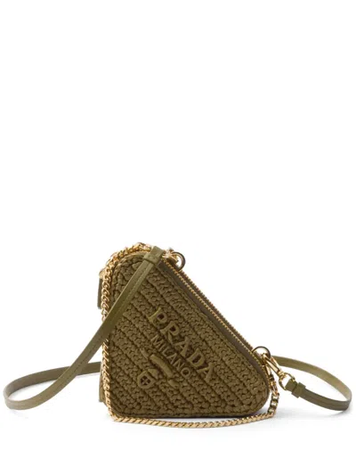 Prada Woven Fabric Mini-pouch In Green