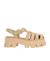 Prada Monolith Raffia Fisherman Sandals In Nude