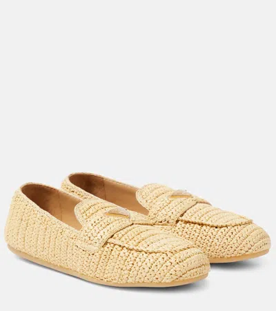 Prada Crochet Loafers In Neutrals