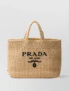 Prada Womens Neutral Logo-embroidered Crochet Tote Bag In Brown