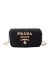 Prada Woven Fabric Shoulder Bag In Black