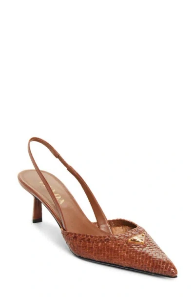 Prada Woven Slingback Sandal In Brown