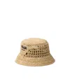 Prada Womens Neutral Embroidered Lettered-logo Crochet Bucket Hat In Nude