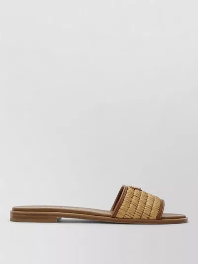 Prada Woven Texture Flat Sole Open Toe Slides In Multi
