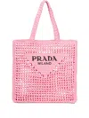 Prada Crochet Tote Bag In Pink