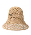 Prada Womens Neutral Brand-embroidered Cut-out Woven Bucket Hat In Beige Khaki
