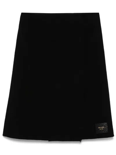 Pre-owned Prada Wrap Midi Skirt In Black