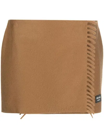 PRADA PRADA WRAPAROUND CASHMERE MINISKIRT CLOTHING