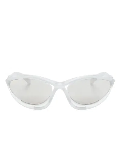 Prada Wraparound-frame Sunglasses In White