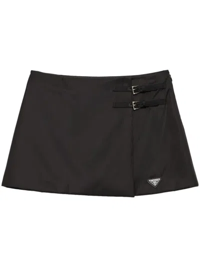 Prada Re-nylon Wraparound Skirt In Black