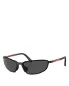 Prada Wraparound Sunglasses, 60mm In Black/gray Solid