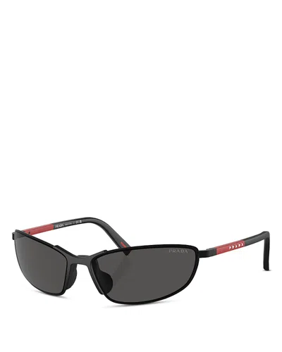 Prada Wraparound Sunglasses, 60mm In Black