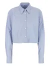 Prada Camicia In Popeline Azzurro  Donna In Blue