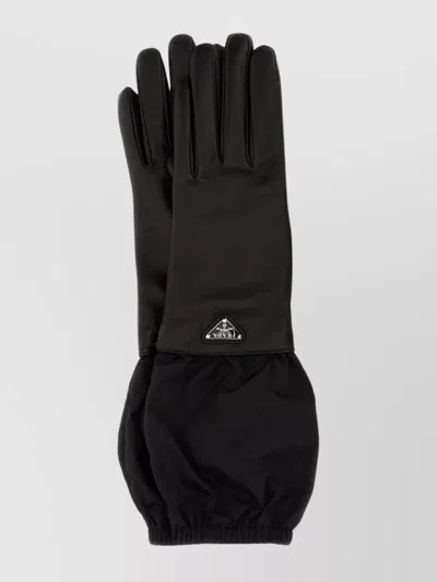 Prada Wrist Elasticated Leather Palm Gloves