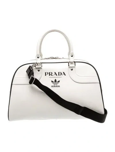 Pre-owned Prada X Adidas Leather Prada Bauletto In White