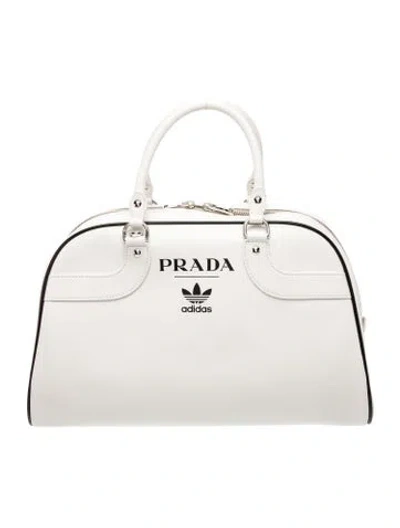 Pre-owned Prada X Adidas Leather Shoulder Bag In White