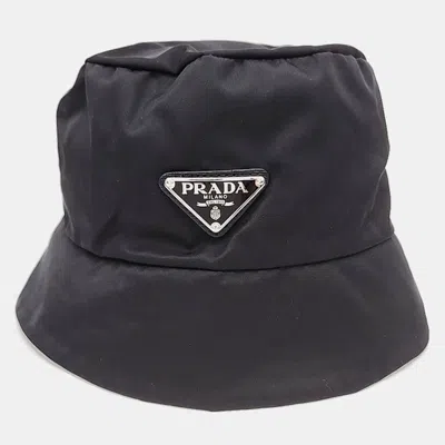 Pre-owned Prada X Adidas Re-nylon Bucket Hat In Black