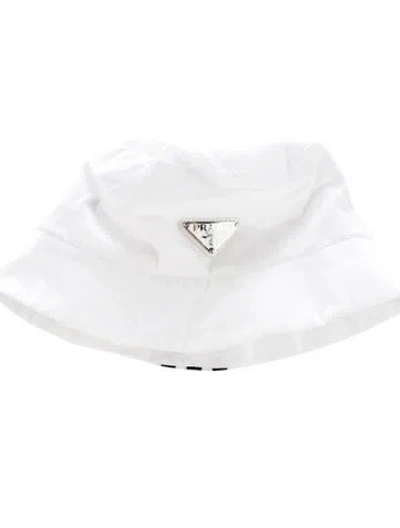 Pre-owned Prada X Adidas Re-nylon Logo Bucket Hat In White