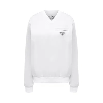 Pre-owned Prada X Adidas Re-nylon Sweatshirt 'white' | Men's Size L