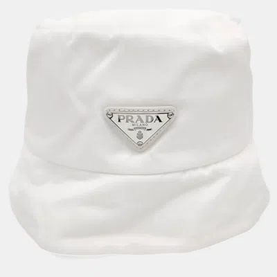 Pre-owned Prada X Adidas White Re-nylon Bucket Hat
